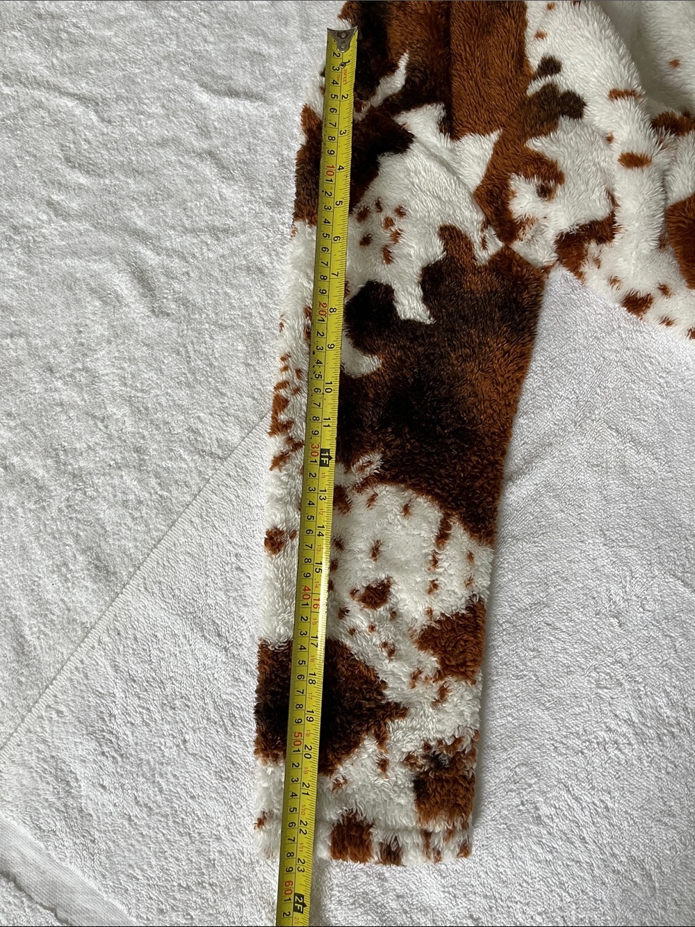 Faux Fur Cow-Print Jacket - White & Brown Cozy Outerwear - Picture 8 of 9